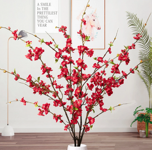 Flowers Artificial Cherry Blossom Branch Large 40" INCH Tall, Faux Indoor Stem for Home Decor, Office, Floor Vases, Wedding Decor