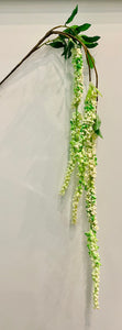Wisteria Stem Artificial flowers White and Green Wedding/House decoration