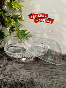 Cake Stand Clear Acrylic with Dome Lid/Cover in Round Shape