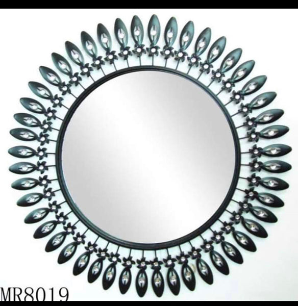 Handcrafted Decorative Mirror Made from Metal, Glass and Crystal Stones