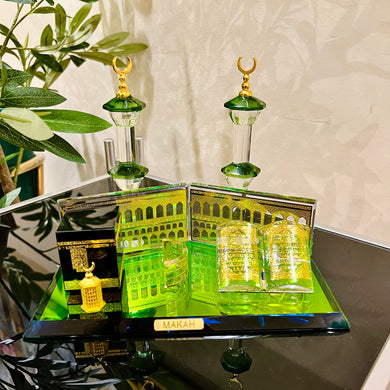 Crystal Glass Kaaba with Quran Holy Book Tabletop Mecca Luxury Mosque Decoration Showpiece Islamic Home Decor