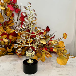 Crystal Tree Marble Sculpture Centre Piece Home Decoration in Gold OR Silver with Black Marble