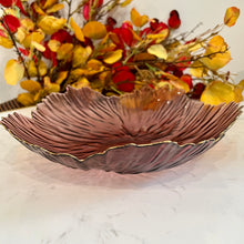 Glass Plate High Quality Decorative Round Fruit Bowl in Purple with Gold Lining Available in Three Sizes