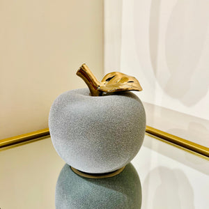 Apple Shape Grey and Gold Decor Centre Piece Sculpture in Ceramic Modern Decor for Tabletop