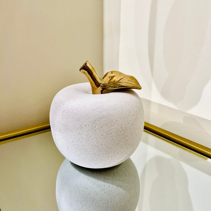 Apple Shape White and Gold Decor Centre Piece Sculpture in Ceramic Modern Decor for Tabletop