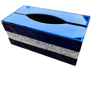 Crystal Tissue Box Glass Luxury Tissue Holder Living Room/ Office/ Bedroom Decorative Storage Box in Blue