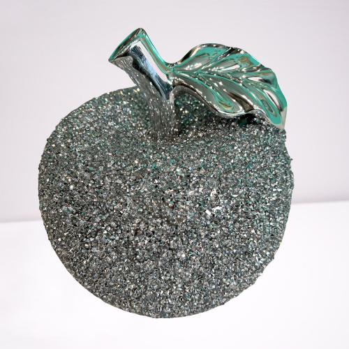 Apple Crystal Large Crushed Metallic Centre Piece in Silver