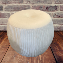 Round Velvet Ottoman Chair-like with a Touch of Geometrical Design in Off-white Modern Ottoman Chair Foot Stool Living Room Essential