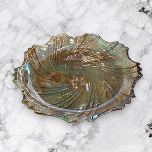 Glass Decorative Plate in Gold, Silver & Crystal Transparent Colour