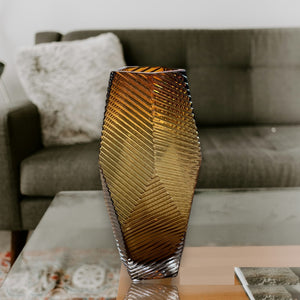 Glass Vase Super High Quality in Brown Sculptured