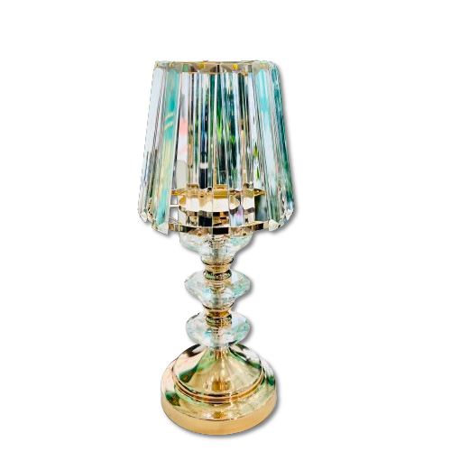 Gold/ Silver Candle Holder Metal Pillar Tea Light Candle Stand with Clear Glass Lamp Shade Design, Centre pieces