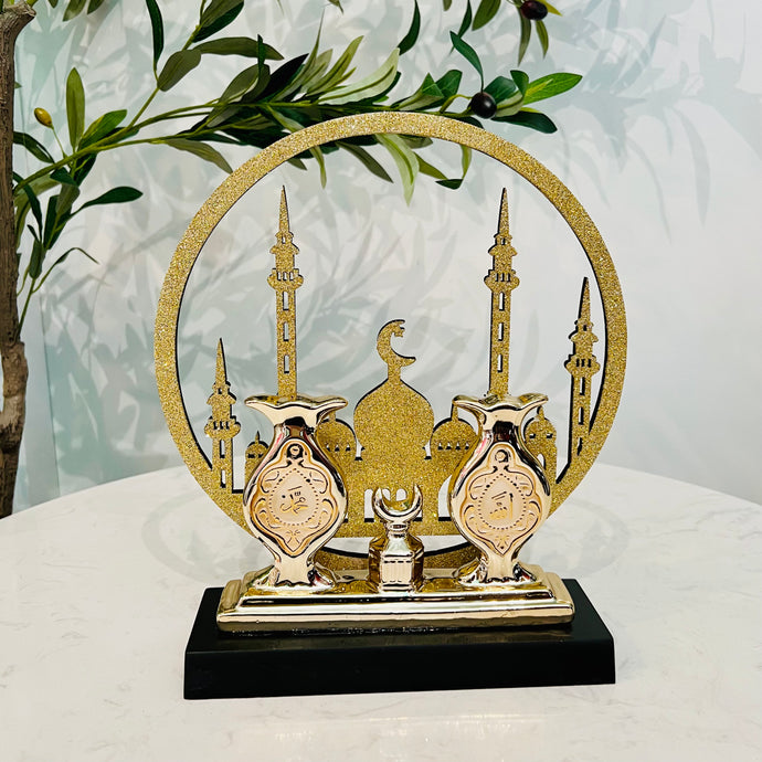 Islamic Mosque Shaped Gold Centrepiece for Wedding Decor Event Organizing Holiday Home Decoration