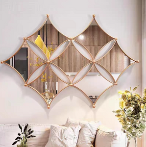 Mirror Metal Large Geometrical Glass Handcrafted Decorative Modern Mirror in Gold