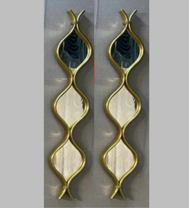 Mirror Water Drop Set of Two Metal Geometrical Glass Handcrafted Decorative Modern Mirror in Gold
