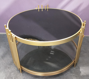Coffee Table High Fashion Stainless Steel GOLD with BLACK OR TRANSPARENT Glass Double Layers Luxury Centre Table