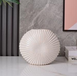 Vase Ceramic Round White Modern Flower Vase Home Decor Tabletop Accessories