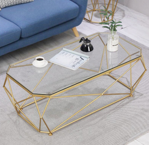 Coffee Table High Fashion Stainless Steel GOLD OR BLACK Base with Clear Glass Top Luxury Centre Table
