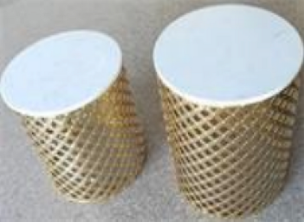 Side Table Gold with White Marble Top Decorated End Tables for Home Decor Living Room Bedroom Offices