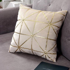 Pillow Case Cushion Cover Throw and Pillow Insert in WHITE & GOLD Color - Set of 2 with Zipper