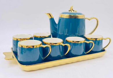 Turkish Coffee Cups Set of Six with Plates Hot Drink Cups with Tray Ceramic Luxury Looking Coffeecup Set 6-Pieces (Copy)