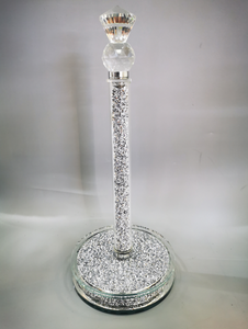Handmade Sliver Paper Towel Roll Holder, Filled with Sparkly Crystal Crushed Diamonds for Kitchen/Bathroom Towel Tissue Roll Countertop