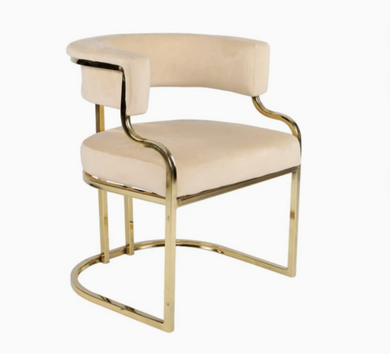 Off-white and Gold Chair Metal Dine Armchair Modern Furniture Restaurant Chair Leather Fabric Dining Chairs