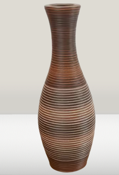 Tall Floor Vase Handmade Artificial Rattan Vase for Home or Office Vintage Rattan Brown Floor Vase for Flowers and Stems