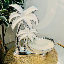 Sculpture Centre Piece Palm with Bowl in Gold/Silver Ceramic