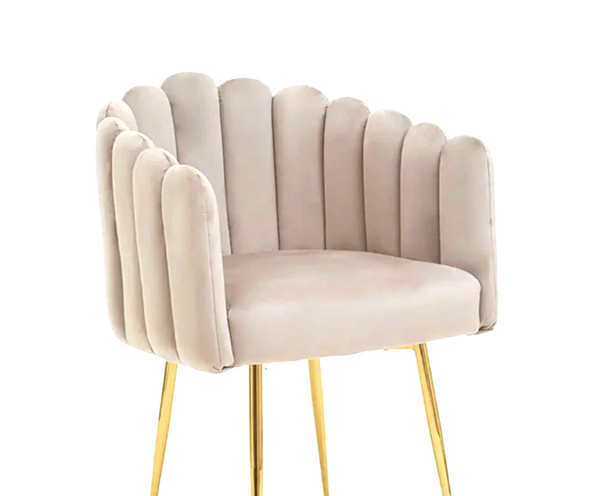 Off-white Shelley Accent Velvet Scalloped Shell Dining Chair With Gold Legs