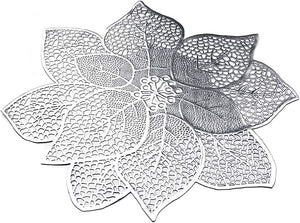 Placemats in Silver Flower Shape for Dining Table Wedding Parties Accent Centrepiece