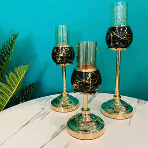 Candle Holders in Black & Gold Luxurious Decor (Select Size Below)
