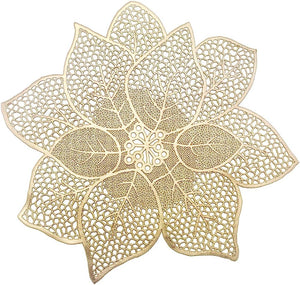 Placemats in Gold Flower Shape for Dining Table Wedding Parties Accent Centrepiece