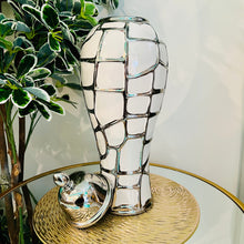 Ginger Jar Large with Lid in Silver and White Ceramic for Living Room or Kitchen Decoration