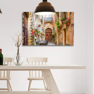 High Quality Art Print on Stretched Canvas of Italy Street in colors