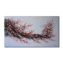 Handmade Oil Painting on Stretched Canvas of Blossom Branch With Birds