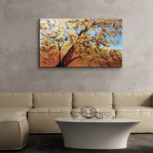 Premium Quality 100% Handmade Oil Painting of Golden Tree on Canvas
