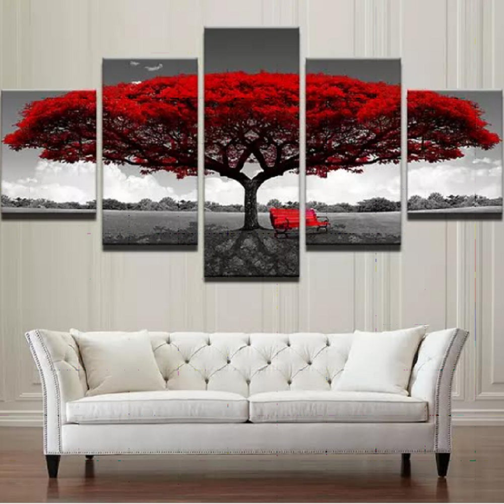 Huge High Quality Art Print on Stretched Canvas of Huge Red Tree in Group