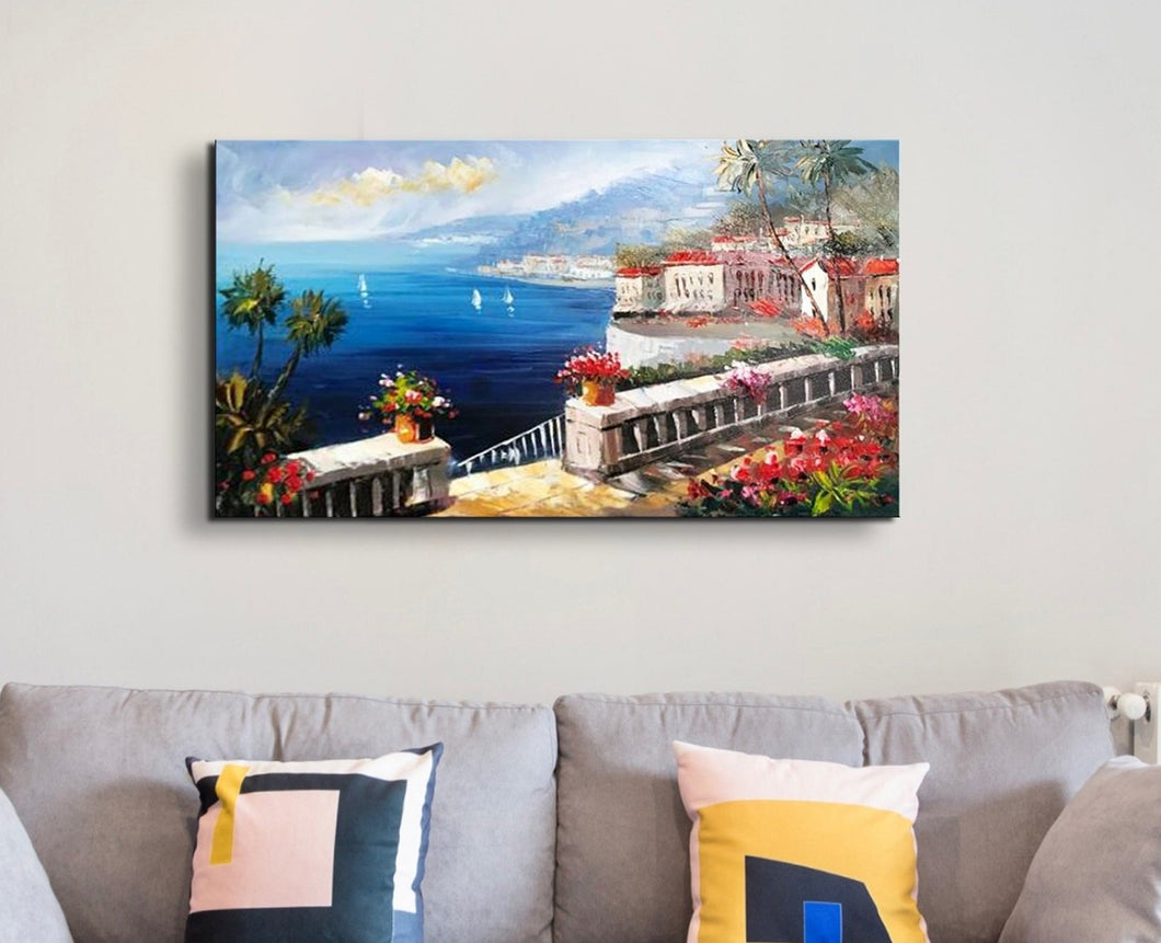 Huge Handmade Oil Painting of Venice City on Stretched Canvas