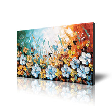 Handmade Oil Painting on Stretched Canvas of Blue Flowers
