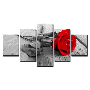 High Quality Art Print on Stretched Canvas of a Red Rose in Group