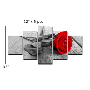 High Quality Art Print on Stretched Canvas of a Red Rose in Group