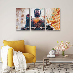 High Quality Art Print on Stretched Canvas of Buddha in Group