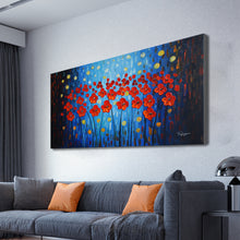 Handmade Oil Painting on Stretched Canvas of Red flowers