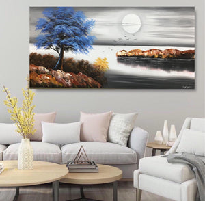 Handmade Oil Painting of Landscape on Stretched Canvas