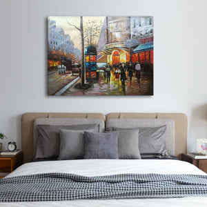 Large Handmade Oil Painting of England Street on Stretched Canvas