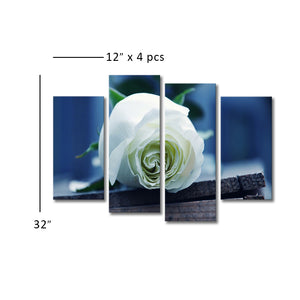 High Quality Art Print on Stretched Canvas of a White Rose in Group