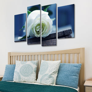 High Quality Art Print on Stretched Canvas of a White Rose in Group