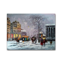 Large Handmade Oil Painting of Paris Street on Stretched Canvas