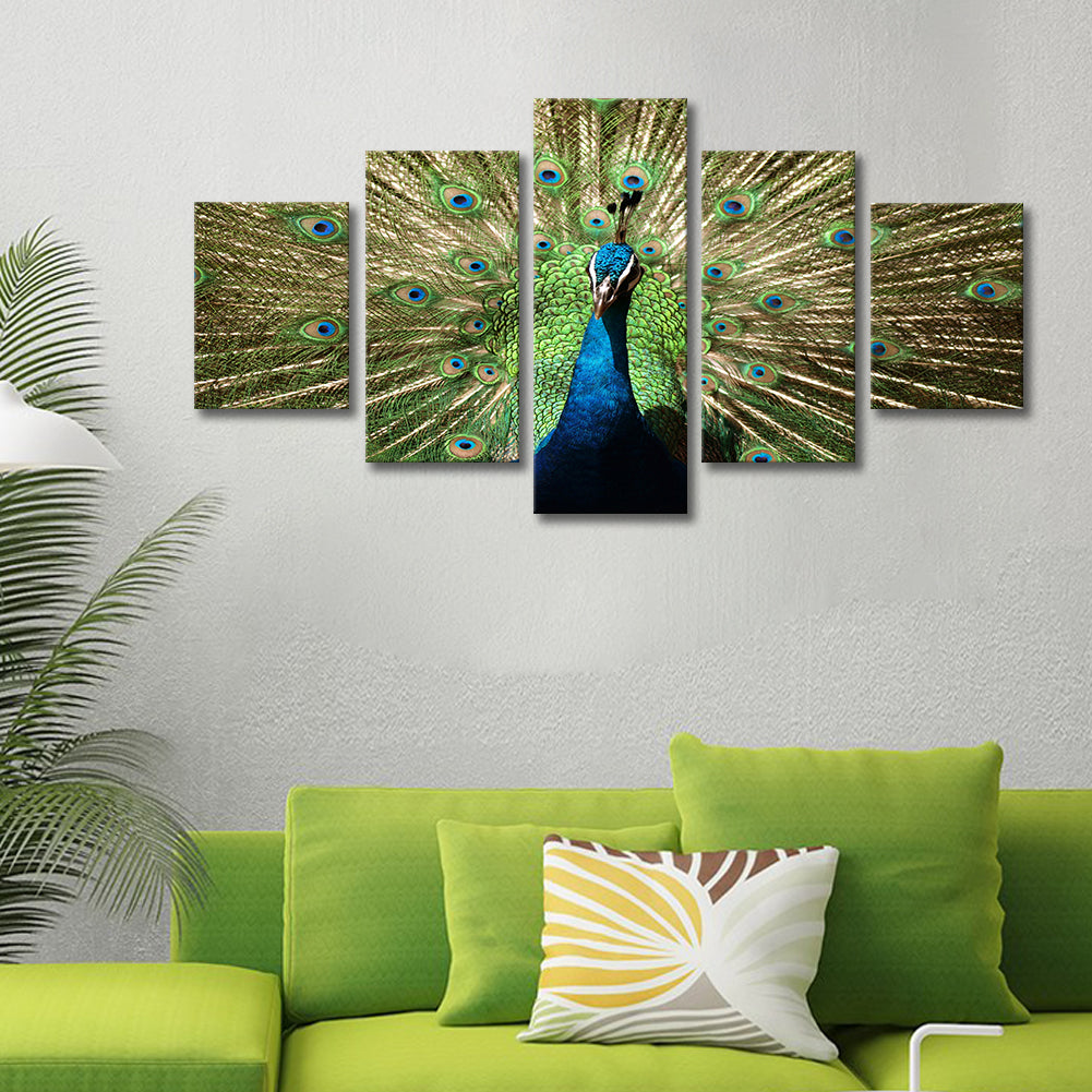 High Quality Art Print of Peacock on Stretched Canvas in Group