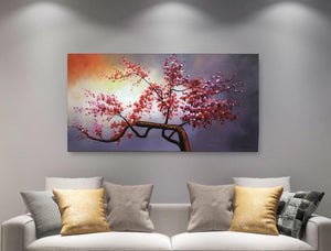 Handmade Oil Painting of Blossom Tree on Canvas